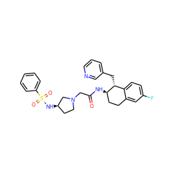 O=C(CN1CC[C@@H](NS(=O)(=O)c2ccccc2)C1)N[C@@H]1CCc2cc(F)ccc2[C@H]1Cc1cccnc1 ZINC000013804543