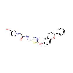 O=C(CN1CC[C@@H](O)C1)NCc1cnc(Oc2ccc3c(c2)CC[C@@H](c2ccccc2)O3)s1 ZINC000145454678