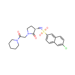 O=C(CN1CC[C@H](NS(=O)(=O)c2ccc3cc(Cl)ccc3c2)C1=O)N1CCCCC1 ZINC000014950124