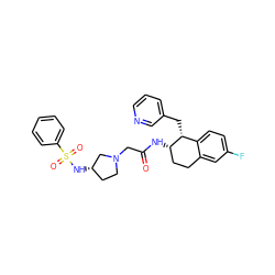 O=C(CN1CC[C@H](NS(=O)(=O)c2ccccc2)C1)N[C@H]1CCc2cc(F)ccc2[C@H]1Cc1cccnc1 ZINC000013804539