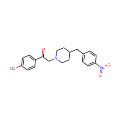 O=C(CN1CCC(Cc2ccc([N+](=O)[O-])cc2)CC1)c1ccc(O)cc1 ZINC000029045646