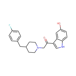 O=C(CN1CCC(Cc2ccc(F)cc2)CC1)c1c[nH]c2ccc(O)cc12 ZINC000103227666