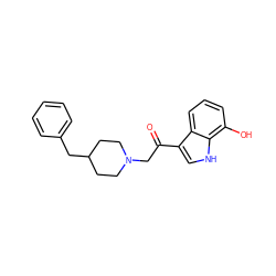 O=C(CN1CCC(Cc2ccccc2)CC1)c1c[nH]c2c(O)cccc12 ZINC000073240636