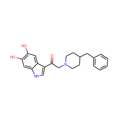 O=C(CN1CCC(Cc2ccccc2)CC1)c1c[nH]c2cc(O)c(O)cc12 ZINC000103227662