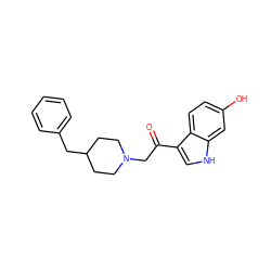 O=C(CN1CCC(Cc2ccccc2)CC1)c1c[nH]c2cc(O)ccc12 ZINC000073224159