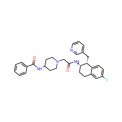 O=C(CN1CCC(NC(=O)c2ccccc2)CC1)N[C@H]1CCc2cc(F)ccc2[C@H]1Cc1cccnc1 ZINC000029402713