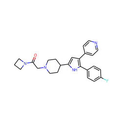 O=C(CN1CCC(c2cc(-c3ccncc3)c(-c3ccc(F)cc3)[nH]2)CC1)N1CCC1 ZINC000029125868