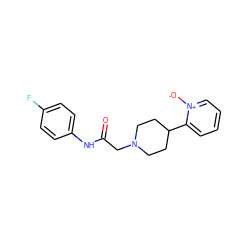 O=C(CN1CCC(c2cccc[n+]2[O-])CC1)Nc1ccc(F)cc1 ZINC000028604407