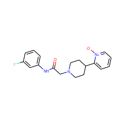 O=C(CN1CCC(c2cccc[n+]2[O-])CC1)Nc1cccc(F)c1 ZINC000028604406