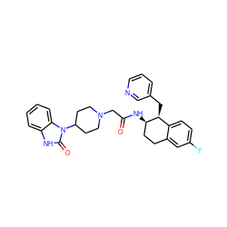 O=C(CN1CCC(n2c(=O)[nH]c3ccccc32)CC1)N[C@@H]1CCc2cc(F)ccc2[C@@H]1Cc1cccnc1 ZINC000001490516