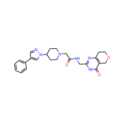 O=C(CN1CCC(n2cc(-c3ccccc3)cn2)CC1)NCc1nc2c(c(=O)[nH]1)COCC2 ZINC000208772978