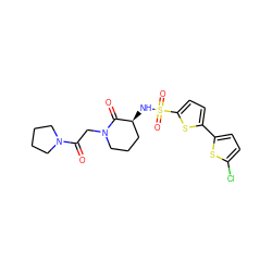 O=C(CN1CCC[C@H](NS(=O)(=O)c2ccc(-c3ccc(Cl)s3)s2)C1=O)N1CCCC1 ZINC000073168649