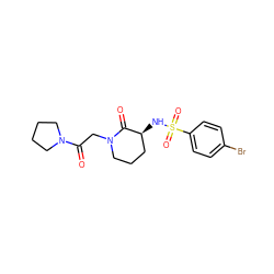 O=C(CN1CCC[C@H](NS(=O)(=O)c2ccc(Br)cc2)C1=O)N1CCCC1 ZINC000073160530