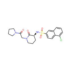 O=C(CN1CCC[C@H](NS(=O)(=O)c2ccc3c(Cl)cccc3c2)C1=O)N1CCCC1 ZINC000038801133