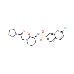 O=C(CN1CCC[C@H](NS(=O)(=O)c2ccc3ccc(Cl)cc3c2)C1=O)N1CCCC1 ZINC000038429453