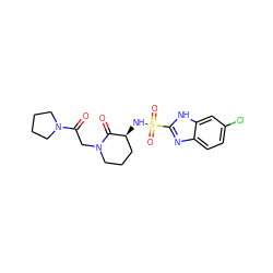 O=C(CN1CCC[C@H](NS(=O)(=O)c2nc3ccc(Cl)cc3[nH]2)C1=O)N1CCCC1 ZINC000073167400