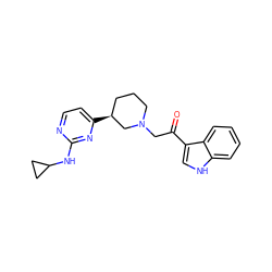 O=C(CN1CCC[C@H](c2ccnc(NC3CC3)n2)C1)c1c[nH]c2ccccc12 ZINC000096305017