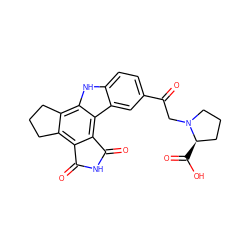 O=C(CN1CCC[C@H]1C(=O)O)c1ccc2[nH]c3c4c(c5c(c3c2c1)C(=O)NC5=O)CCC4 ZINC000073277535