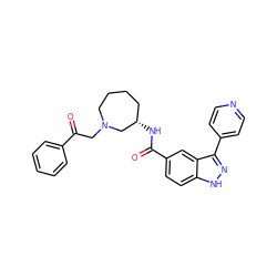 O=C(CN1CCCC[C@H](NC(=O)c2ccc3[nH]nc(-c4ccncc4)c3c2)C1)c1ccccc1 ZINC000205008421