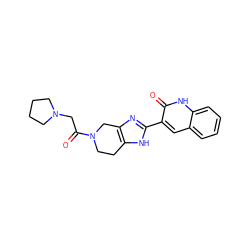 O=C(CN1CCCC1)N1CCc2[nH]c(-c3cc4ccccc4[nH]c3=O)nc2C1 ZINC000084617172