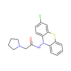 O=C(CN1CCCC1)NN1c2ccccc2Sc2cc(Cl)ccc21 ZINC000073161095