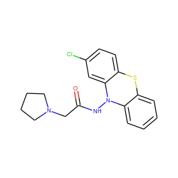 O=C(CN1CCCC1)NN1c2ccccc2Sc2ccc(Cl)cc21 ZINC000073163725