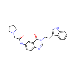 O=C(CN1CCCC1)Nc1ccc2ncn(CCc3c[nH]c4ccccc34)c(=O)c2c1 ZINC000049125576