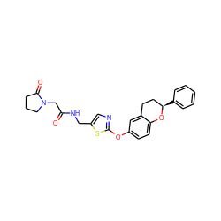 O=C(CN1CCCC1=O)NCc1cnc(Oc2ccc3c(c2)CC[C@@H](c2ccccc2)O3)s1 ZINC000145496261