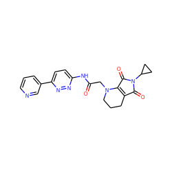 O=C(CN1CCCC2=C1C(=O)N(C1CC1)C2=O)Nc1ccc(-c2cccnc2)nn1 ZINC001772643277