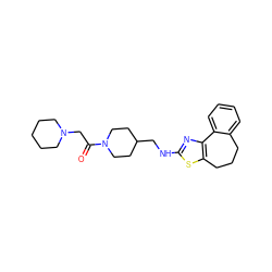 O=C(CN1CCCCC1)N1CCC(CNc2nc3c(s2)CCCc2ccccc2-3)CC1 ZINC000026492189