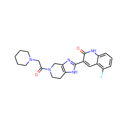 O=C(CN1CCCCC1)N1CCc2[nH]c(-c3cc4c(F)cccc4[nH]c3=O)nc2C1 ZINC000084596895