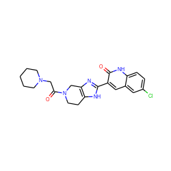 O=C(CN1CCCCC1)N1CCc2[nH]c(-c3cc4cc(Cl)ccc4[nH]c3=O)nc2C1 ZINC000068267327