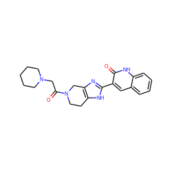 O=C(CN1CCCCC1)N1CCc2[nH]c(-c3cc4ccccc4[nH]c3=O)nc2C1 ZINC000084618407