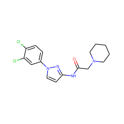 O=C(CN1CCCCC1)Nc1ccn(-c2ccc(Cl)c(Cl)c2)n1 ZINC000095556918