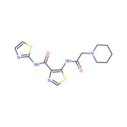 O=C(CN1CCCCC1)Nc1scnc1C(=O)Nc1nccs1 ZINC000028113800