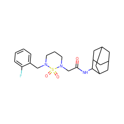 O=C(CN1CCCN(Cc2ccccc2F)S1(=O)=O)NC1C2CC3CC(C2)CC1C3 ZINC000205605926