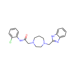 O=C(CN1CCCN(Cc2nc3ccccc3[nH]2)CC1)Nc1ccccc1Cl ZINC000049088898