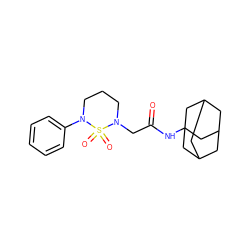 O=C(CN1CCCN(c2ccccc2)S1(=O)=O)NC12CC3CC(CC(C3)C1)C2 ZINC000084670892