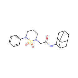 O=C(CN1CCCN(c2ccccc2)S1(=O)=O)NC1C2CC3CC(C2)CC1C3 ZINC000084670891