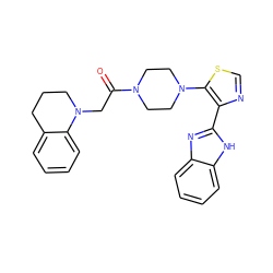 O=C(CN1CCCc2ccccc21)N1CCN(c2scnc2-c2nc3ccccc3[nH]2)CC1 ZINC000143771967