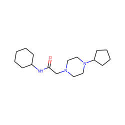 O=C(CN1CCN(C2CCCC2)CC1)NC1CCCCC1 ZINC000075633746