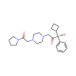 O=C(CN1CCN(CC(=O)[C@](O)(c2ccccc2)C2CCC2)CC1)N1CCCC1 ZINC000022940417