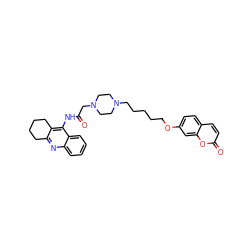 O=C(CN1CCN(CCCCCOc2ccc3ccc(=O)oc3c2)CC1)Nc1c2c(nc3ccccc13)CCCC2 ZINC000096271840