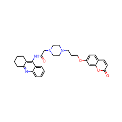 O=C(CN1CCN(CCCOc2ccc3ccc(=O)oc3c2)CC1)Nc1c2c(nc3ccccc13)CCCC2 ZINC000096271837