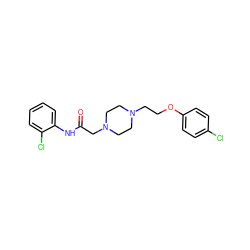 O=C(CN1CCN(CCOc2ccc(Cl)cc2)CC1)Nc1ccccc1Cl ZINC000022782944