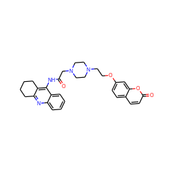 O=C(CN1CCN(CCOc2ccc3ccc(=O)oc3c2)CC1)Nc1c2c(nc3ccccc13)CCCC2 ZINC000096271836