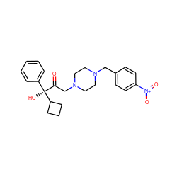 O=C(CN1CCN(Cc2ccc([N+](=O)[O-])cc2)CC1)[C@](O)(c1ccccc1)C1CCC1 ZINC000013825802