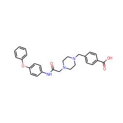 O=C(CN1CCN(Cc2ccc(C(=O)O)cc2)CC1)Nc1ccc(Oc2ccccc2)cc1 ZINC000040935097