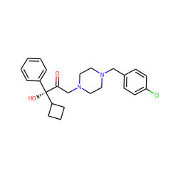 O=C(CN1CCN(Cc2ccc(Cl)cc2)CC1)[C@](O)(c1ccccc1)C1CCC1 ZINC000019360968