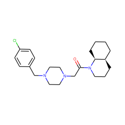 O=C(CN1CCN(Cc2ccc(Cl)cc2)CC1)N1CCC[C@@H]2CCCC[C@@H]21 ZINC000022941341